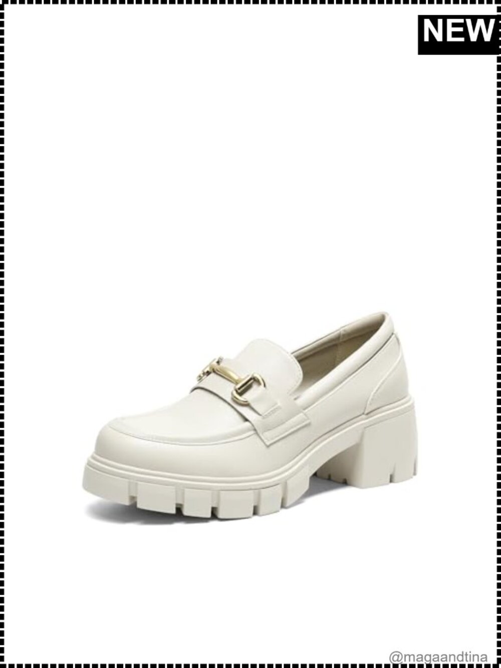 Women's Platform Chunky Loafers Faux Leather Slip-On Business Casual Shoes